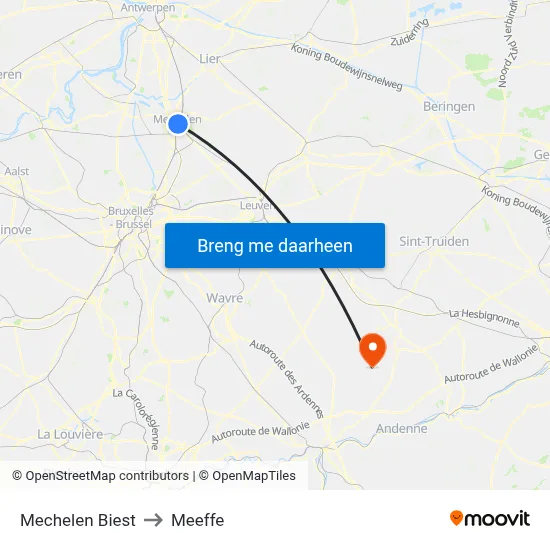 Mechelen Biest to Meeffe map