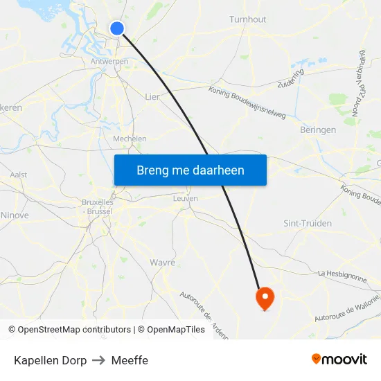 Kapellen Dorp to Meeffe map