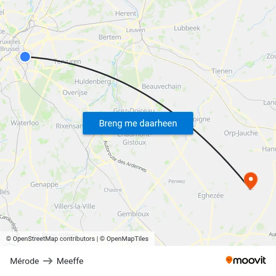 Mérode to Meeffe map