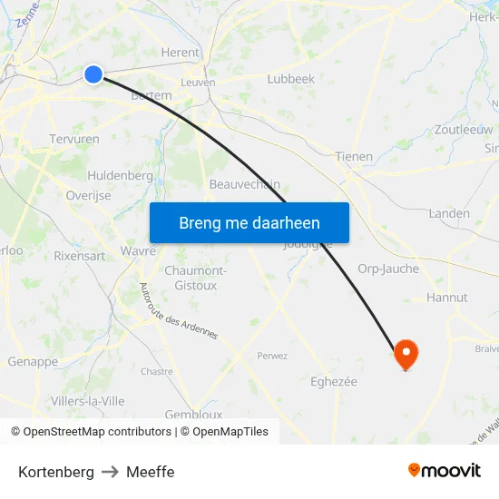 Kortenberg to Meeffe map