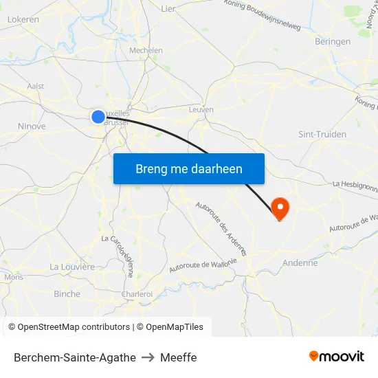 Berchem-Sainte-Agathe to Meeffe map
