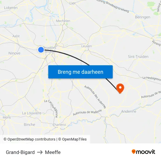 Grand-Bigard to Meeffe map