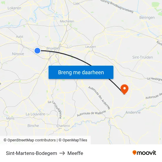 Sint-Martens-Bodegem to Meeffe map