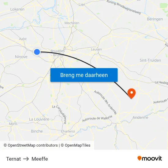Ternat to Meeffe map