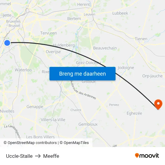 Uccle-Stalle to Meeffe map