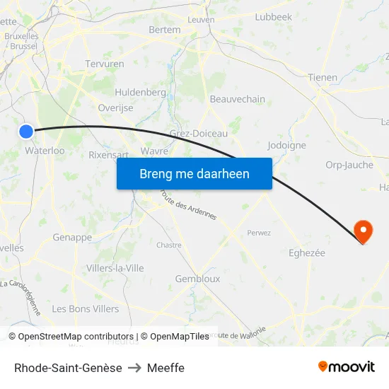 Rhode-Saint-Genèse to Meeffe map