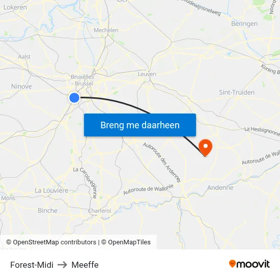 Forest-Midi to Meeffe map