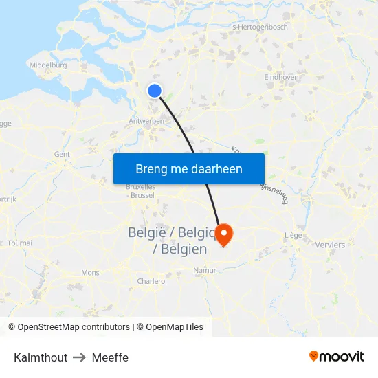 Kalmthout to Meeffe map