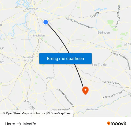 Lierre to Meeffe map