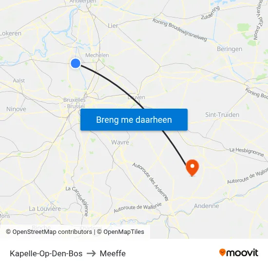 Kapelle-Op-Den-Bos to Meeffe map