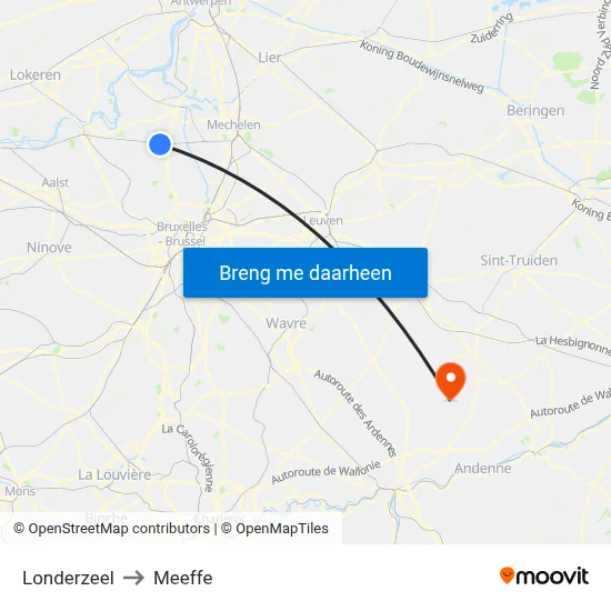 Londerzeel to Meeffe map