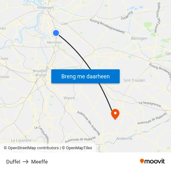 Duffel to Meeffe map