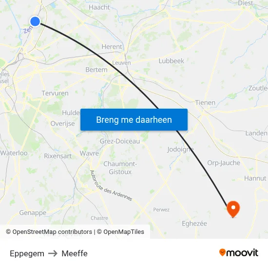 Eppegem to Meeffe map