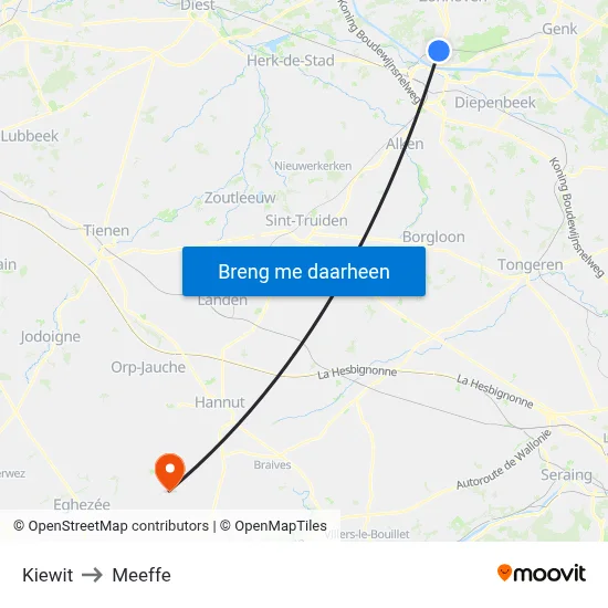 Kiewit to Meeffe map