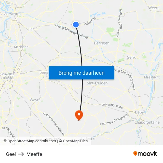 Geel to Meeffe map
