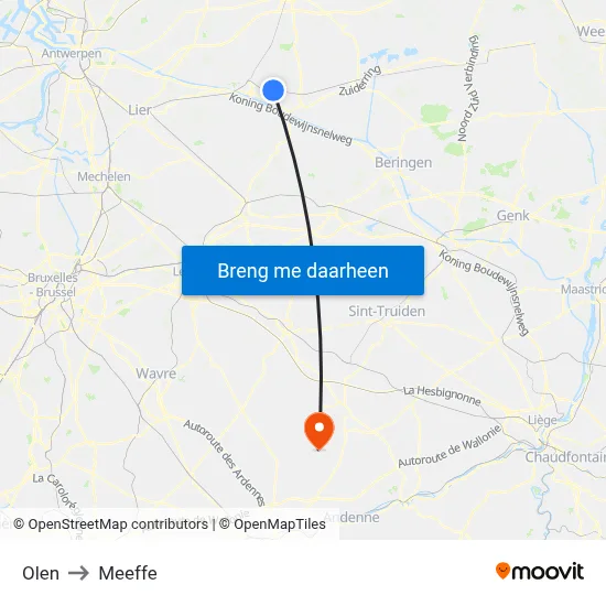 Olen to Meeffe map
