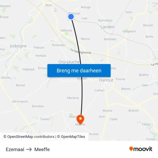 Ezemaal to Meeffe map