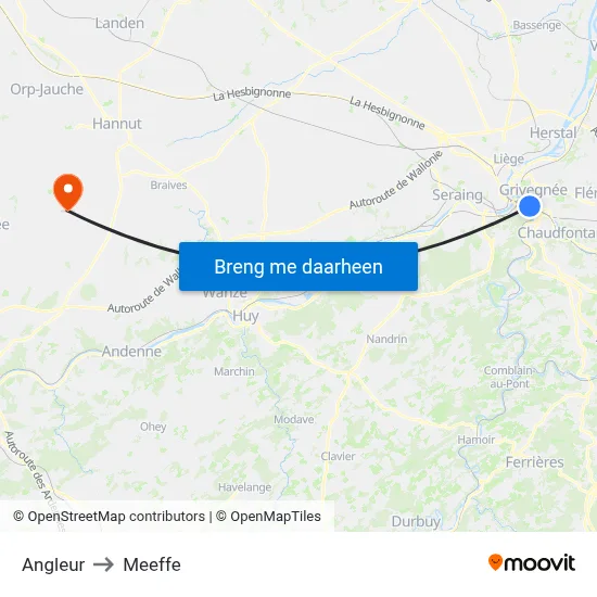 Angleur to Meeffe map