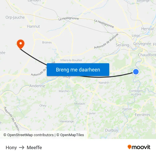 Hony to Meeffe map