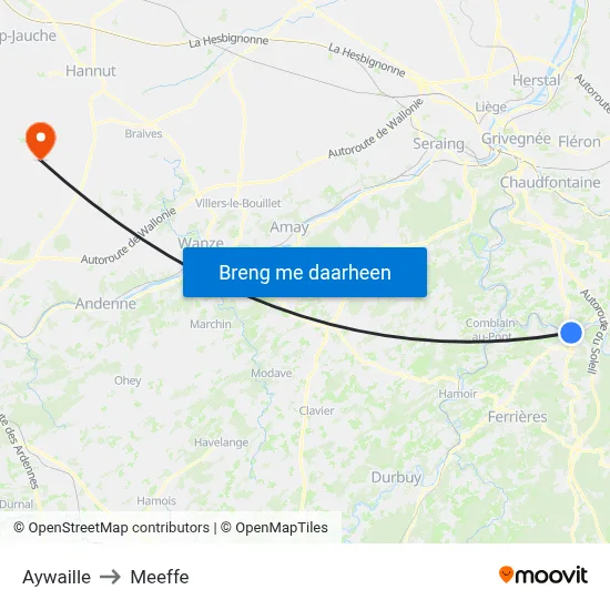 Aywaille to Meeffe map