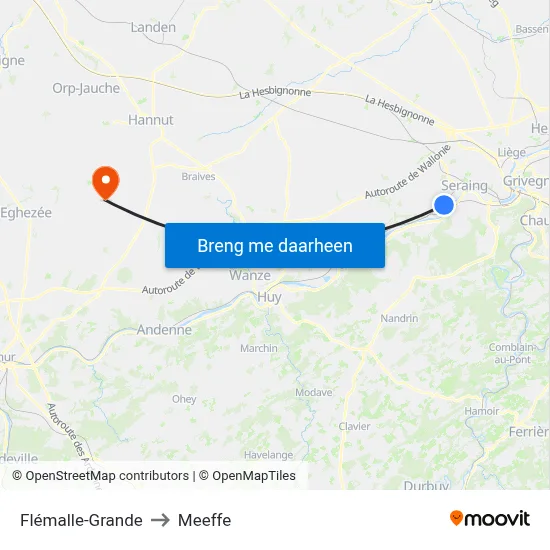 Flémalle-Grande to Meeffe map