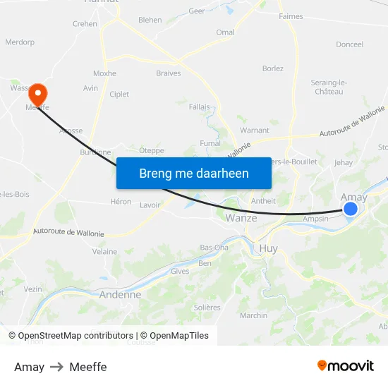Amay to Meeffe map