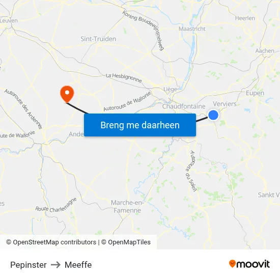 Pepinster to Meeffe map