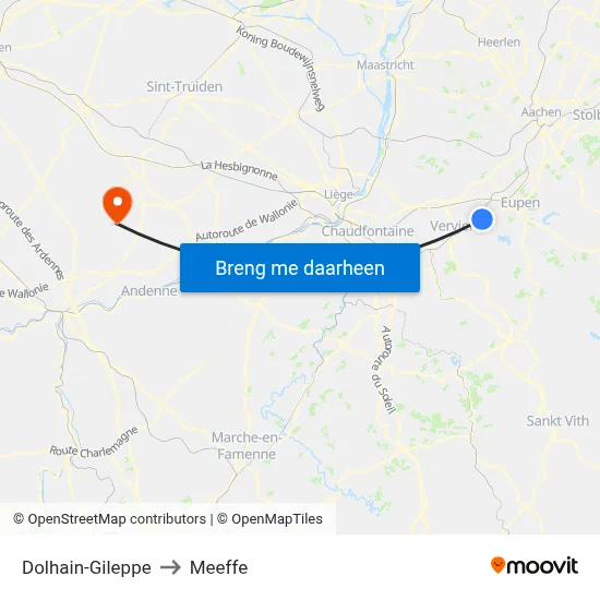 Dolhain-Gileppe to Meeffe map