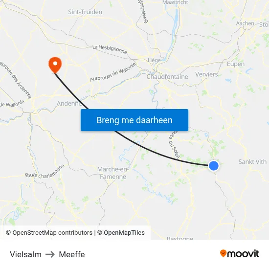 Vielsalm to Meeffe map