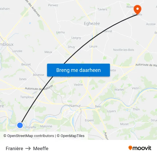 Franière to Meeffe map