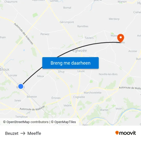 Beuzet to Meeffe map