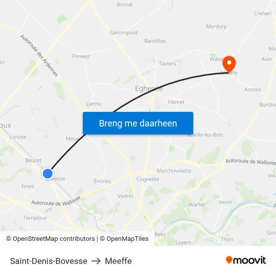 Saint-Denis-Bovesse to Meeffe map