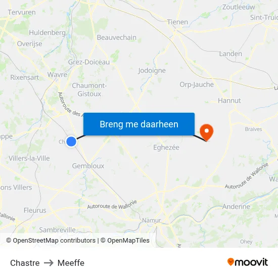 Chastre to Meeffe map