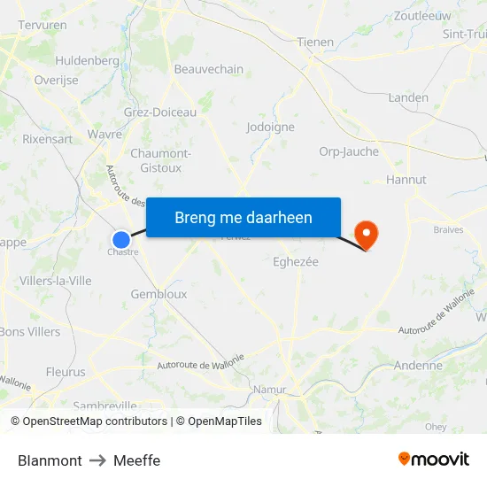 Blanmont to Meeffe map