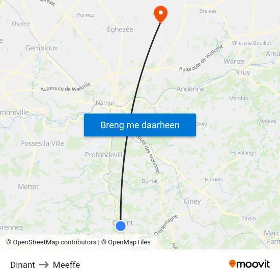 Dinant to Meeffe map