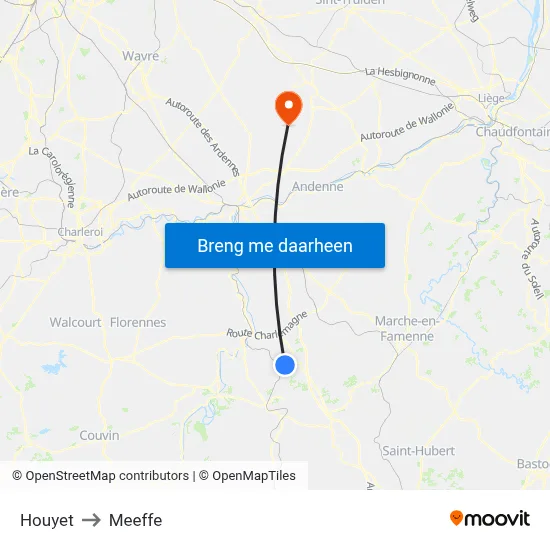 Houyet to Meeffe map