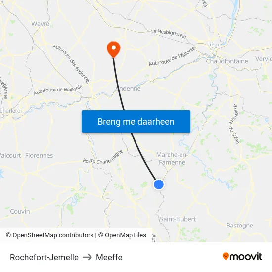 Rochefort-Jemelle to Meeffe map