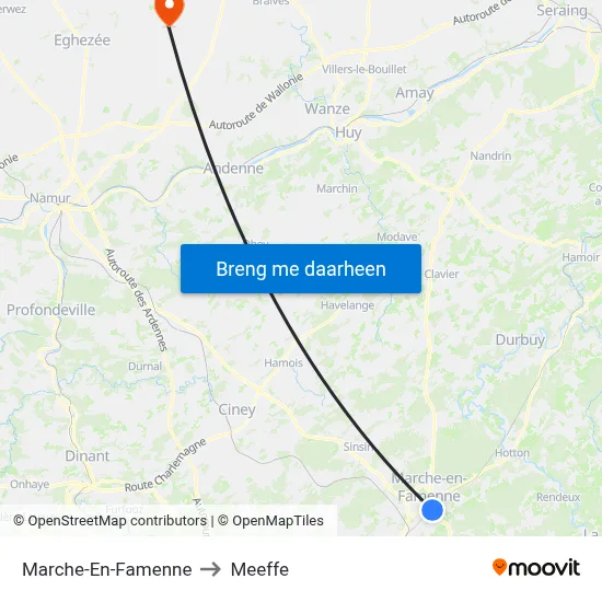 Marche-En-Famenne to Meeffe map