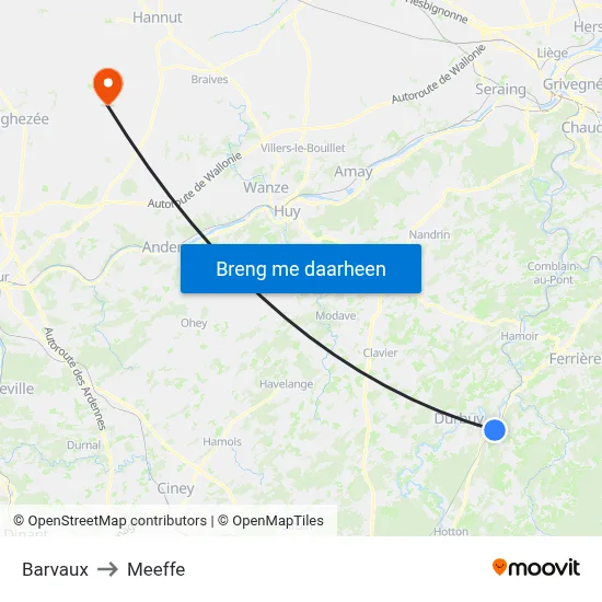 Barvaux to Meeffe map