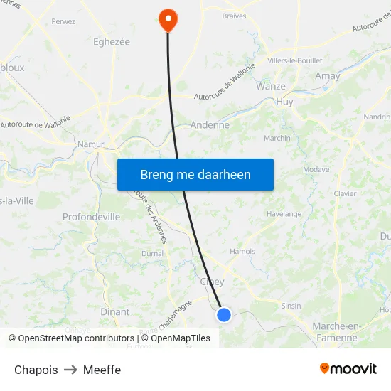 Chapois to Meeffe map