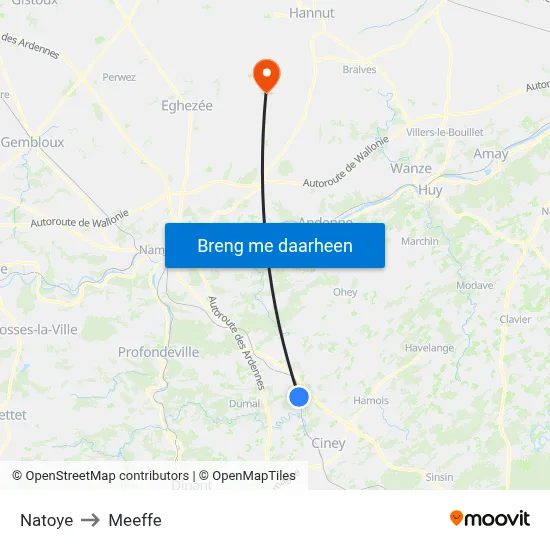 Natoye to Meeffe map