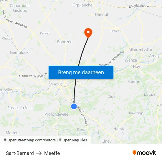 Sart-Bernard to Meeffe map