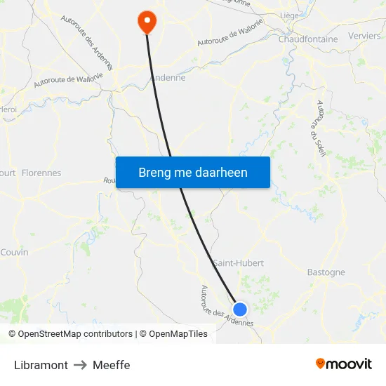 Libramont to Meeffe map