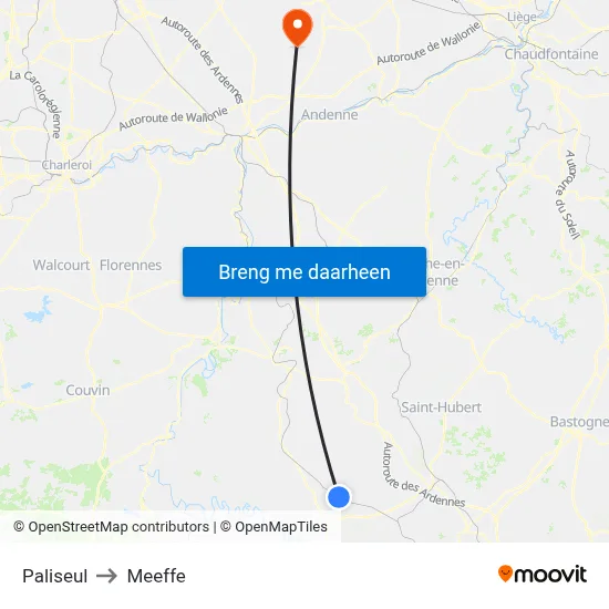 Paliseul to Meeffe map