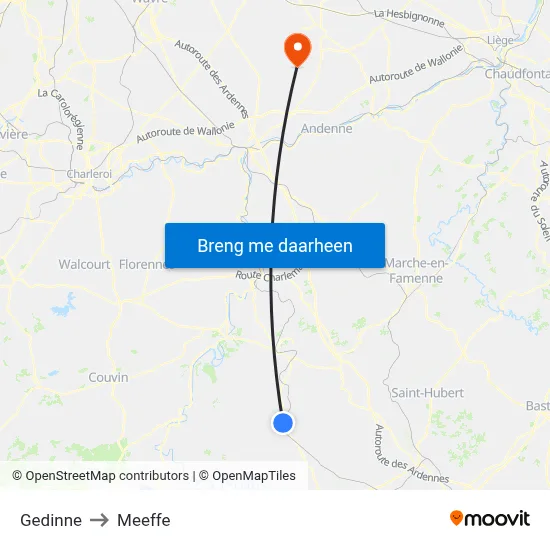 Gedinne to Meeffe map
