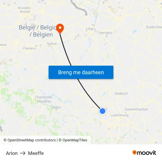 Arlon to Meeffe map