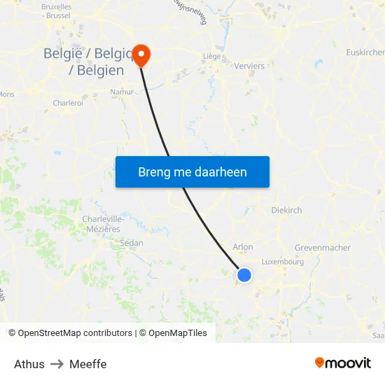 Athus to Meeffe map