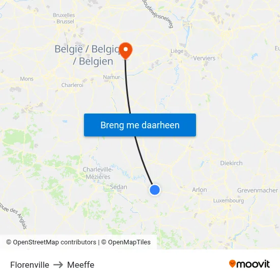 Florenville to Meeffe map