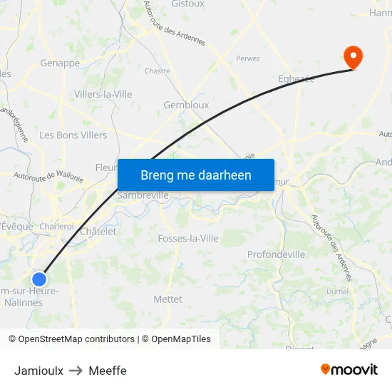 Jamioulx to Meeffe map