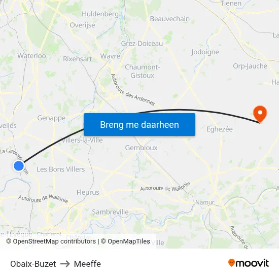 Obaix-Buzet to Meeffe map